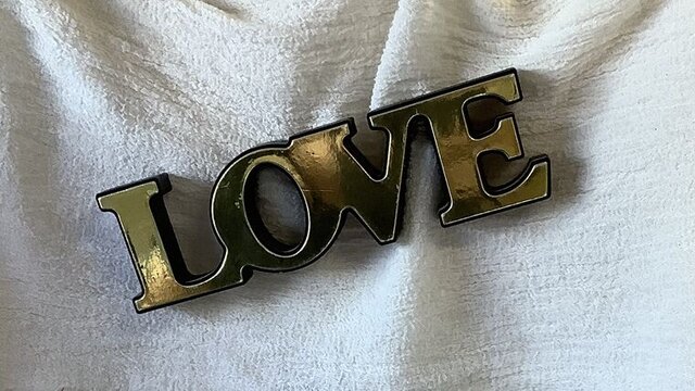 Love Gold on Black Wood 10 Inch